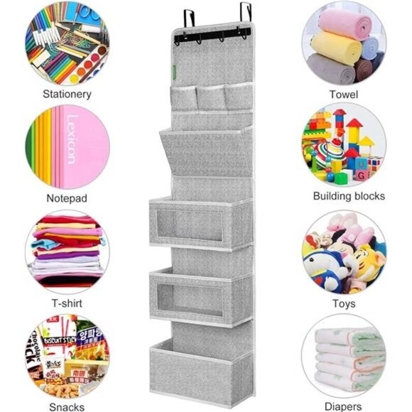 Over the Door Organizer Hanging Storage with Clear Pockets for Closet Pantry - Picture 6 of 7